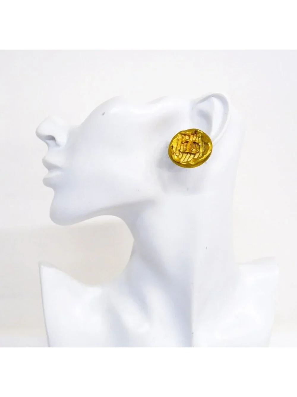 Chanel Earrings Vintage CC Logo Gold Plated